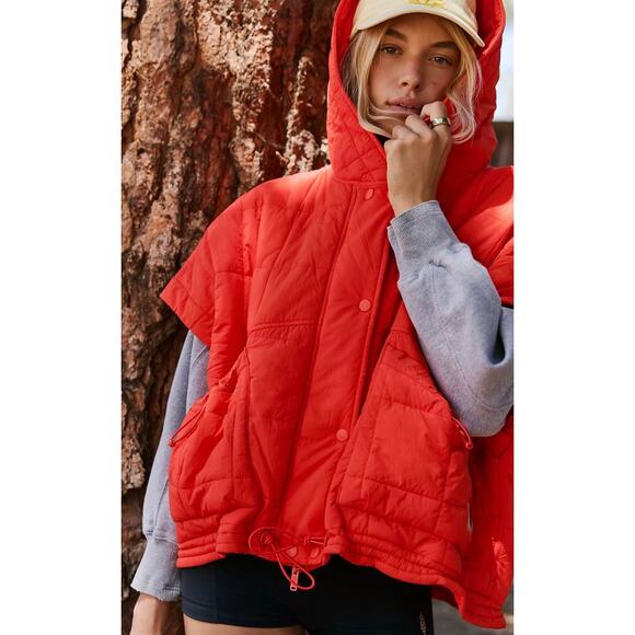 Free People Jackets & Blazers - NWT FREE PEOPLE MOVEMENT HAPPY TRAILS PONCHO VEST IN FLAME